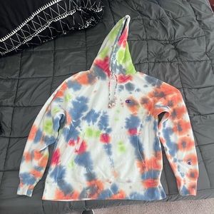 Size Large Reverse Weave Champion hoodie custom tie dye I’m great condition